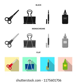 Vector illustration of office and supply logo. Collection of office and school stock vector illustration.
