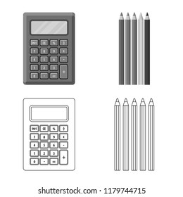 Vector illustration of office and supply logo. Set of office and school stock vector illustration.