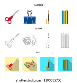 Vector illustration of office and supply logo. Set of office and school stock symbol for web.