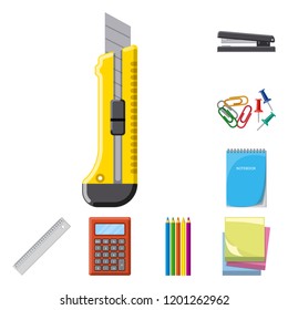 Vector illustration of office and supply logo. Collection of office and school stock symbol for web.