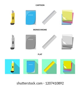 Vector illustration of office and supply logo. Collection of office and school stock vector illustration.