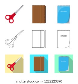 Vector illustration of office and supply logo. Set of office and school stock symbol for web.