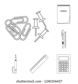 Vector illustration of office and supply logo. Collection of office and school stock symbol for web.