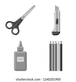 Vector illustration of office and supply logo. Collection of office and school stock vector illustration.