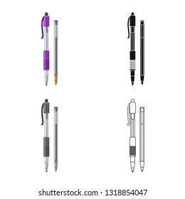 Vector illustration of office and supply logo. Collection of office and school stock symbol for web.