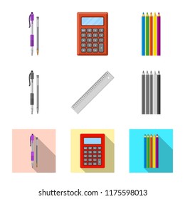 Vector illustration of office and supply sign. Collection of office and school stock vector illustration.