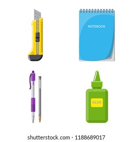 Vector illustration of office and supply sign. Collection of office and school vector icon for stock.
