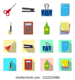 Vector illustration of office and supply sign. Set of office and school stock vector illustration.