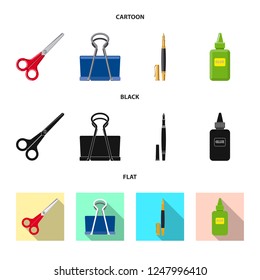 Vector illustration of office and supply sign. Collection of office and school stock vector illustration.