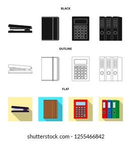 Vector illustration of office and supply sign. Set of office and school stock symbol for web.