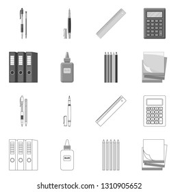 Vector illustration of office and supply sign. Collection of office and school stock vector illustration.