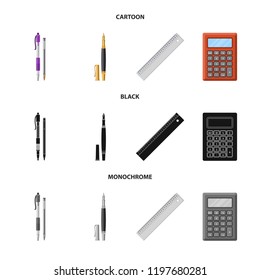 Vector illustration of office and supply symbol. Set of office and school stock symbol for web.