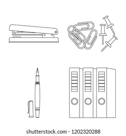 Vector illustration of office and supply symbol. Collection of office and school stock symbol for web.