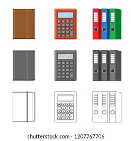 Vector illustration of office and supply symbol. Collection of office and school stock vector illustration.