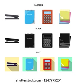 Vector illustration of office and supply symbol. Set of office and school stock symbol for web.