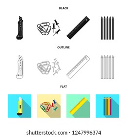 Vector illustration of office and supply symbol. Collection of office and school vector icon for stock.