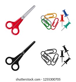 Vector illustration of office and supply symbol. Set of office and school vector icon for stock.