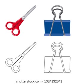 Vector illustration of office and supply symbol. Collection of office and school stock vector illustration.