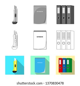 Vector illustration of office and supply symbol. Collection of office and school stock symbol for web.