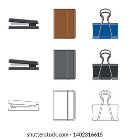 Vector illustration of office and supply symbol. Collection of office and school stock symbol for web.
