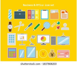 Ilustración vectorial de oficina / trabajo. Conjunto de iconos de negocios