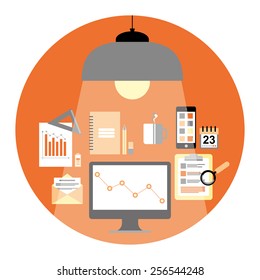 Vector illustration of office work flat design concept