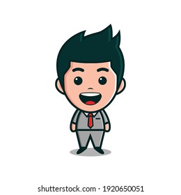 Ilustración vectorial de un trabajador de oficina, ideal para mascotas, iconos o pegatinas