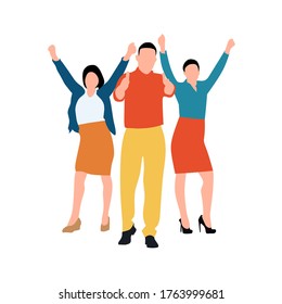 vector illustration of an office worker happy because his job is going very well, white background