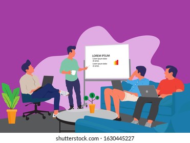 vector illustration of office worker at a meeting
