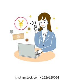 Vector illustration of an office worker who advises on money management
