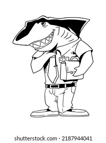 Vector Illustration of officer shark mascot for your business brand