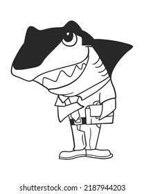 Vector Illustration of officer shark mascot for your business brand