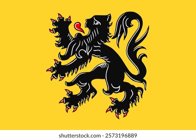 Vector illustration of the official Belgian Flanders regional flag with detailed design and colors. Perfect for digital and print use, symbolizing heritage and regional pride