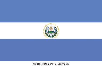 Vector illustration of the official flag of El Salvador. The El Salvador national flag consists of a horizontal triband of cobalt blue-white-cobalt blue, with the coat of arms