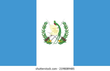 Ilustración vectorial de la bandera oficial de Guatemala. La guatemala, el Pabellón Nacional o Azul y Blanco, la bandera nacional consta de dos franjas azul cielo que representan una tierra ubicada entre dos océanos