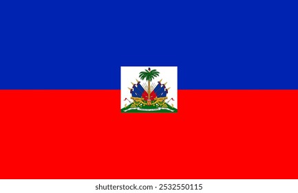 Vector illustration of the official flag of Haiti, showcasing its emblematic symbols. Perfect for designs emphasizing national pride, cultural heritage, and tourism. High-quality and vibrant image