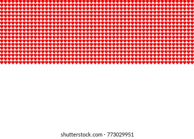 Vector illustration of an official flag of Indonesia composed of pieces of a mosaic in the form of hearts