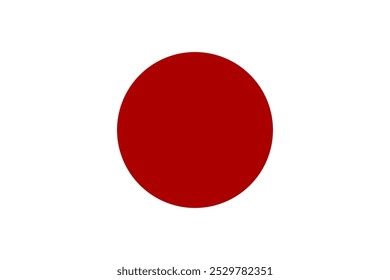 Vector illustration of the official flag of Japan. Features a simple red circle on a white background, representing the sun. Ideal for patriotic, and educational projects celebrating Japanese culture