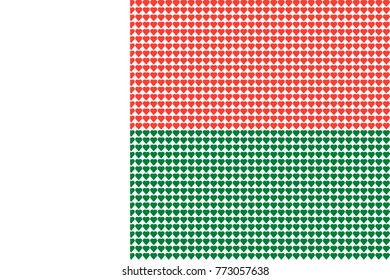 Vector illustration of an official flag of  Madagascar composed of pieces of a mosaic in the form of hearts
