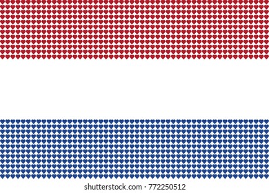 Vector illustration of an official flag of  Netherlands composed of pieces of a mosaic in the form of hearts
