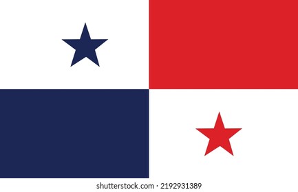 Vector illustration of the official flag of Panama. The Panamanian flag national flag consists of a quartered white-red-blue-white national flag with two five-pointed stars, one blue and one red