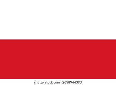 Vector illustration of the official flag of Poland. Features two equal horizontal bands, white on the top and red on the bottom.