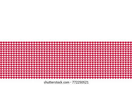 Vector illustration of an official flag of  Poland composed of pieces of a mosaic in the form of hearts