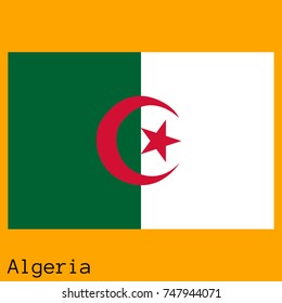 Vector illustration of the official national flag of Algeria with the right colors and proportions isolated on orange background
