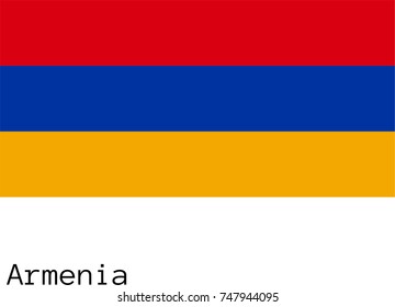 Vector illustration of the official national flag of Armenia with the right colors and proportions isolated on orange background