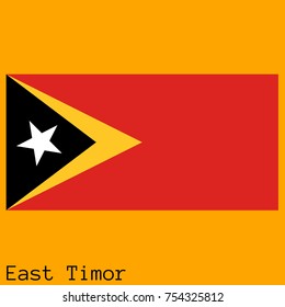 Vector illustration of the official national flag of East Timor with the right colors and proportions isolated on orange background