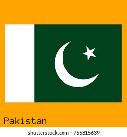Vector illustration of the official national flag of Pakistan with the right colors and proportions isolated on orange background