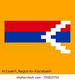 Vector illustration of the official national flag of Artsakh, Nagorno-Karabakh with the right colors and proportions isolated on orange background