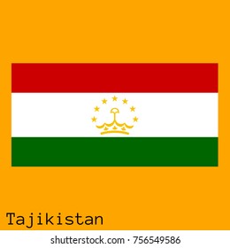 Vector illustration of the official national flag of Tajikistan with the right colors and proportions isolated on orange background