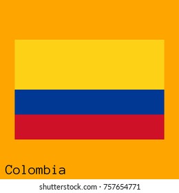 Vector illustration of the official national flag of Colombia with the right colors and proportions isolated on orange background